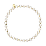 00177912 18ct Yellow Gold White Pearl 4mm Round Bead Bracelet, B1165.