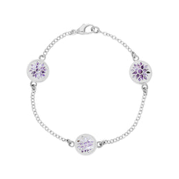 Sterling Silver 10mm Blue John Three Round Chatsworth Décor Bracelet