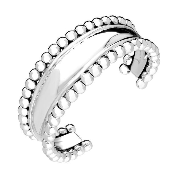 00180602 Sterling Silver Beaded Edge Cuff Bangle, B1174.