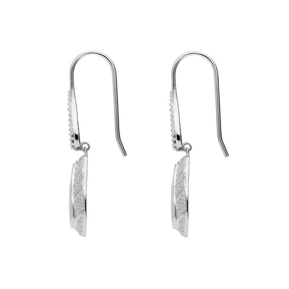 Sterling Silver Blue John Marquise Beaded Edge Drop Earrings, E1616.