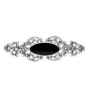 Sterling Silver Whitby Jet Heritage Oval Fancy Brooch, M076.