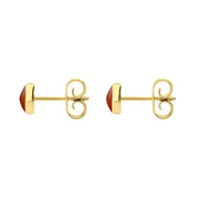 C W Sellors 9ct Yellow Gold Carnelian 5mm Classic Small Round Stud Earrings, E002.