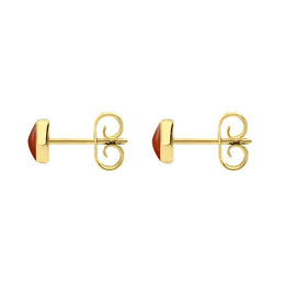 C W Sellors 9ct Yellow Gold Carnelian 5mm Classic Small Round Stud Earrings, E002.