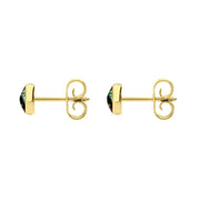 C W Sellors 9ct Yellow Gold Spectrolite 5mm Classic Small Round Stud Earrings, E002.