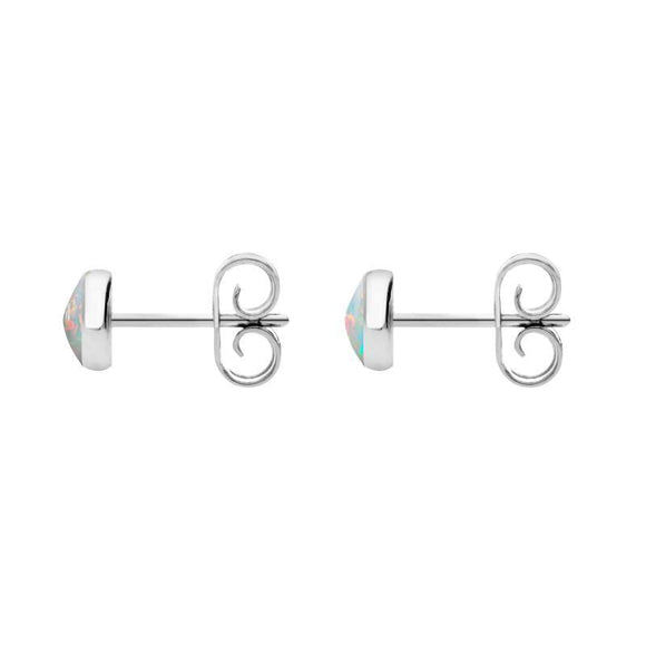 C W Sellors Sterling Silver Opal 5mm Classic Small Round Stud Earrings, E002.