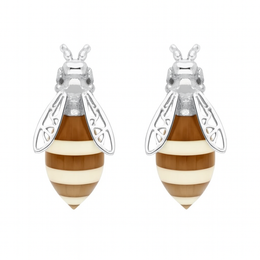Sterling Silver Amber Bee Stud Earrings