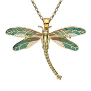 18ct Yellow Gold Diamond Enamel House Style Dragonfly Brooch Necklace M306C