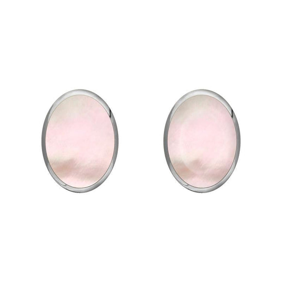 Sterling Silver Pink Mother of Pearl 7 x 5mm Classic Small Oval Stud Earrings, E005