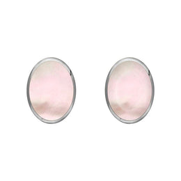 Sterling Silver Pink Mother of Pearl 7 x 5mm Classic Small Oval Stud Earrings, E005