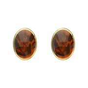 9ct Yellow Gold Amber 7 x 5mm Classic Small Oval Stud Earrings, E005.