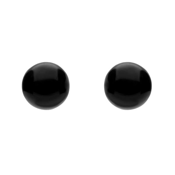 Yellow Gold Whitby Jet 5mm Ball Stud Earrings, E1343.