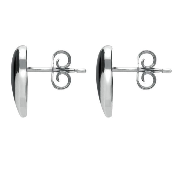 Sterling Silver Whitby Jet Pink Mother of Pearl Split Heart Stud Earrings E364