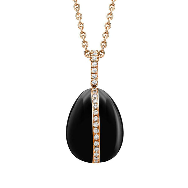 Faberge 18ct Rose Gold Diamond Whitby Jet Pendant Limited Edition