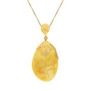 Gold Plated Sterling Silver Amber Leaf Necklace D D PUNQ0006257.