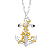 Gold Plated Sterling Silver Whitby Jet Vine Anchor Necklace P3708
