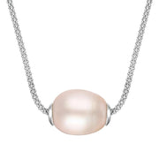 00095658 Sterling Silver Pink Baroque Single Pearl Bead Necklace, N698.