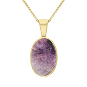9ct Yellow Gold Blue John Oval Necklace. P019. 