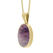 9ct Yellow Gold Blue John Oval Necklace. P019. 