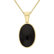 9ct Yellow Gold Whitby Jet Oval Necklace. P019. 