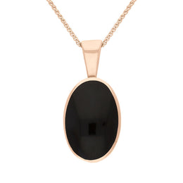 18ct Rose Gold Whitby Jet Oval Necklace. P019. 