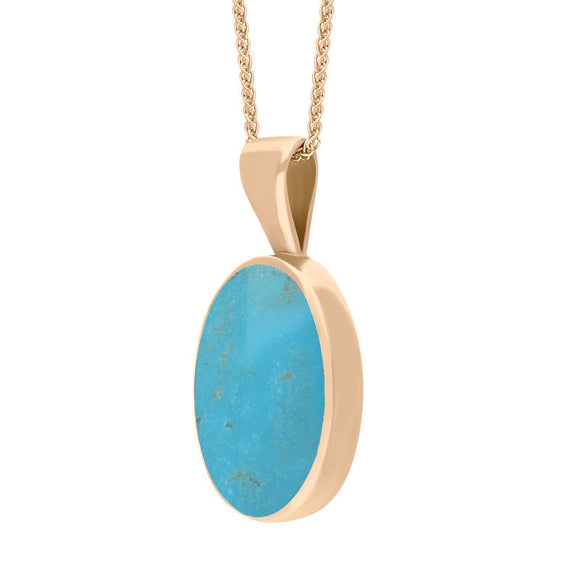 18ct Rose Gold Turquoise Oval Necklace. P019. 