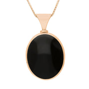 18ct Rose Gold Whitby Jet Lapis Lazuli Hallmark Double Sided Oval Necklace