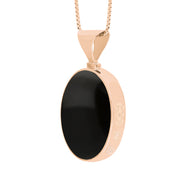 9ct Rose Gold Blue John Whitby Jet Hallmark Double Sided Oval Necklace