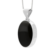 9ct White Gold Blue John Whitby Jet Hallmark Double Sided Oval Necklace