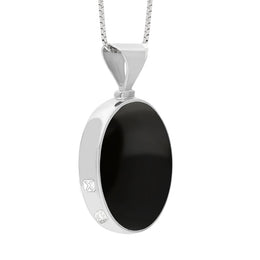 Sterling Silver Blue John Whitby Jet Hallmark Double Sided Oval Necklace