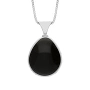 18ct White Gold Whitby Jet Turquoise Hallmark Double Sided Pear-shaped Necklace