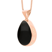 9ct Rose Gold Whitby Jet Lapis Lazuli Hallmark Double Sided Pear-shaped Necklace