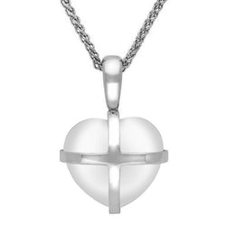 Sterling Silver Bauxite Small Cross Heart Necklace, P1544.