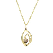 9ct Yellow Gold Blue John Abstract Flame Drop Necklace