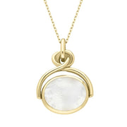 18ct Yellow Gold Blue John White Mother of Pearl Oval Swivel Fob Necklace, P096_2.