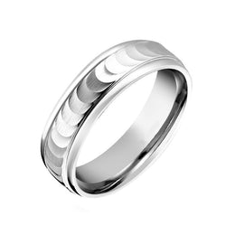 Platinum 6mm Textured  Flat Top Ring