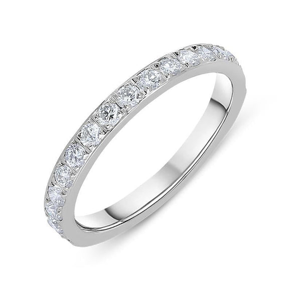 Platinum 0.50ct Diamond Half Eternity Wedding Band Ring, BNN-089.