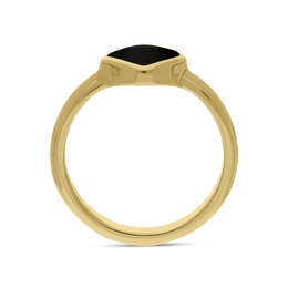 9ct Yellow Gold Whitby Jet Cushion Ring, R406.
