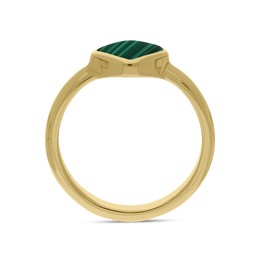 9ct Yellow Gold Malachite Curved Square Cushion Ring, R406