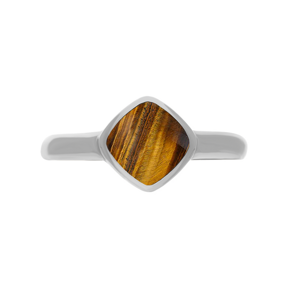 Sterling Silver Tigers Eye Cushion Ring, R406
