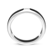 Sterling Silver Whitby Jet 6mm Wedding Ring