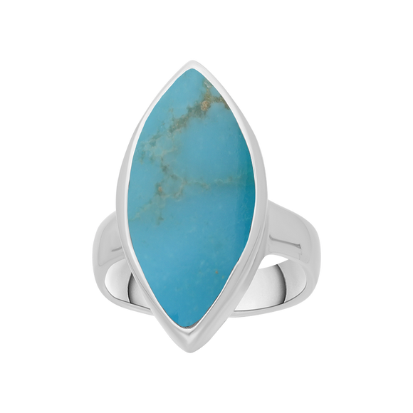 Sterling Silver Turquoise Marquise Ring, R837.