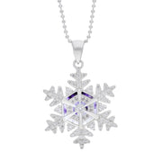 Silver &amp; White Cz/Blue John 26Mm Snowflake Pendant