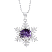Sterling Silver 26mm White Cubic Zirconia & Blue John Snowflake Pendant