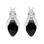 Sterling Silver Whitby Jet Bee Stud Earrings, E2424.