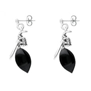 00182474 Sterling Silver Whitby Jet Small Bee Drop Earrings, E2423.