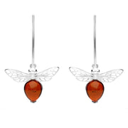Sterling Silver Amber Bee Small Hook Earrings, E2438.