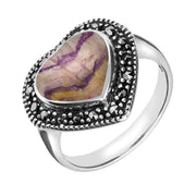 Silver Blue John Marcasite Heart Shaped Ring. R821Silver Blue John Marcasite Heart Shaped Ring. R432.