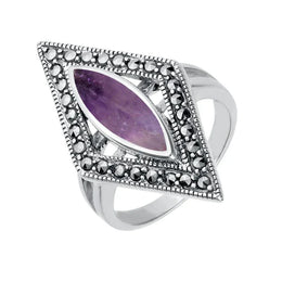 Sterling Silver Blue John Marcasite Triangle Ring R820