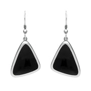 Sterling Silver Whitby Jet Abstract Triangle Hook Drop Earrings