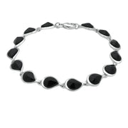 Silver Whitby Jet Fourteen Stone Offset Pear Bracelet B953